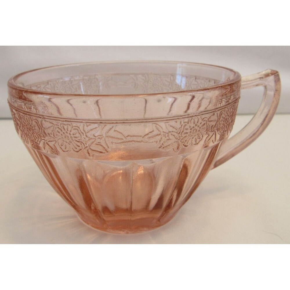 Jeannette Adam Pink Floral Square Depression Era Coffee/Tea Cup - Picture 5 of 6